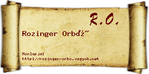 Rozinger Orbó névjegykártya